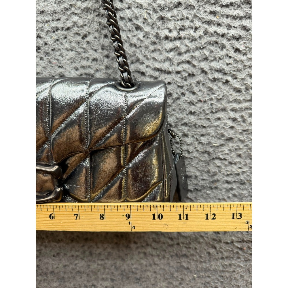 NWD Coach Quilted Metallic Leather Tabby Shoulder Bag 26 Anthracite Black - Picture 11 of 12